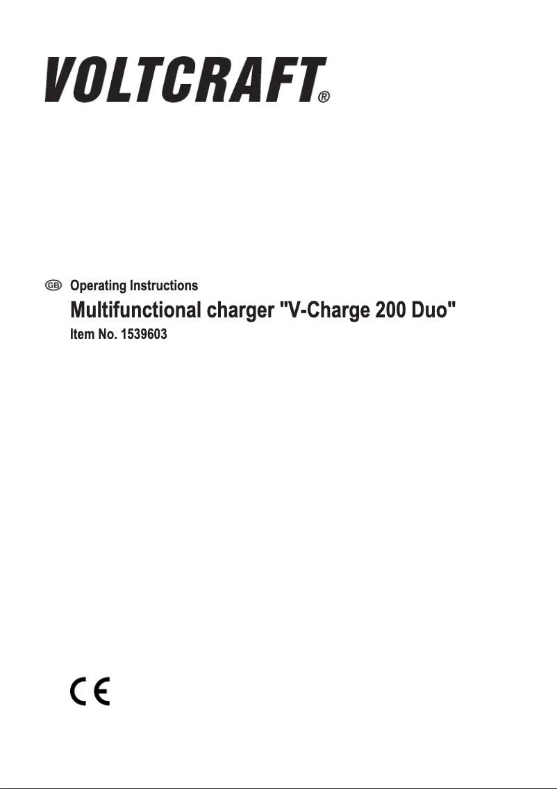 Page 1 of the manual User Manual Voltcraft V-Charge 200 Duo