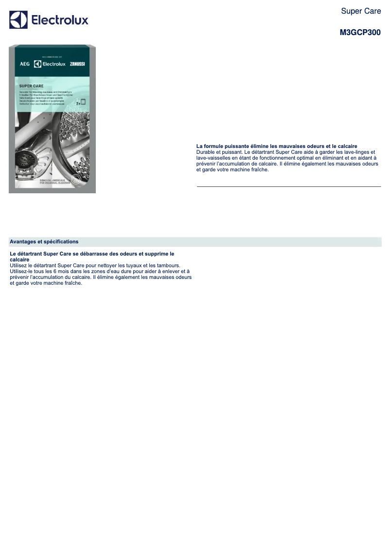 Page 1 of the manual Technical Sheet AEG M3GCP300