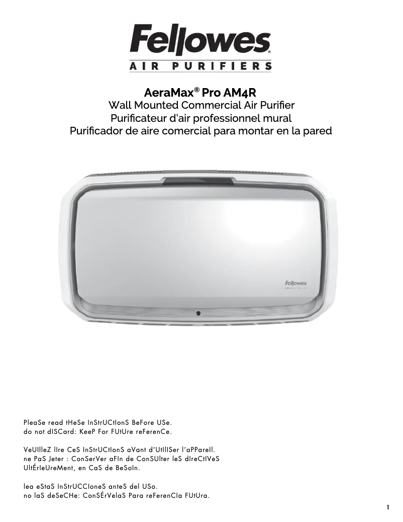 Page 1 of the manual User Manual Fellowes AeraMax Pro AM4R