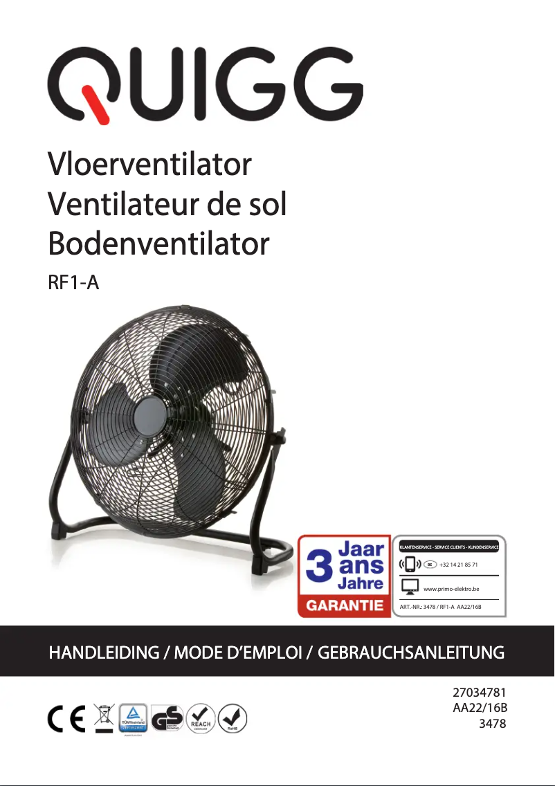 First page image of the manual for RF1