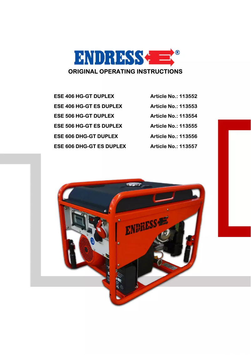 Page 1 of the manual User Manual Endress ESE 506 HG-GT ES DUPLEX