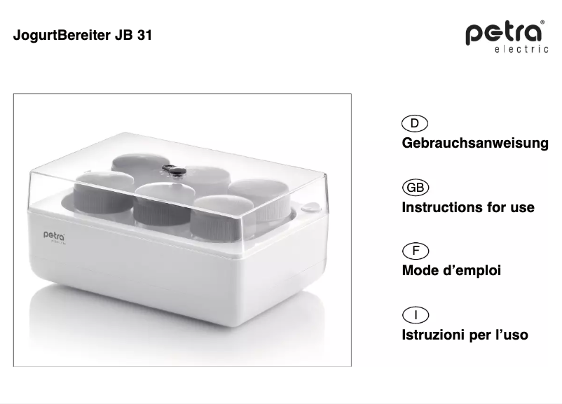 Page 1 of the manual User Manual Petra Electric JB 31.55
