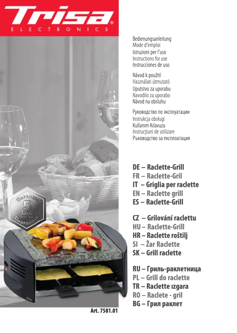 Page 1 of the manual User Manual Trisa Raclettino 4 7581.01