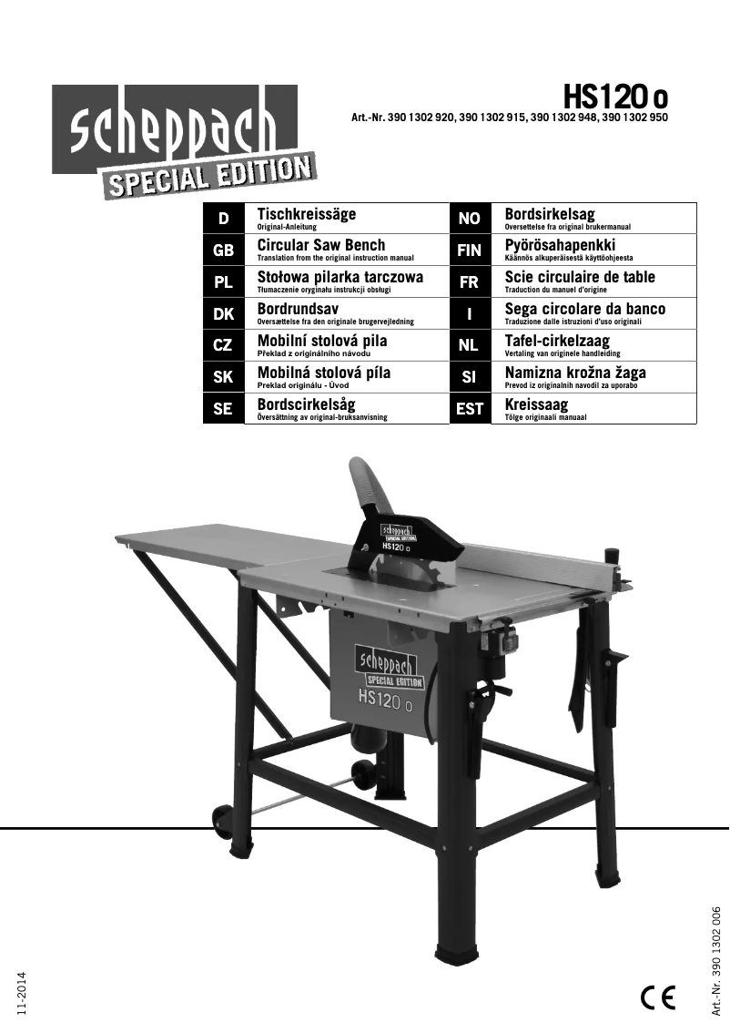 Page 1 of the manual User Manual Scheppach HS120