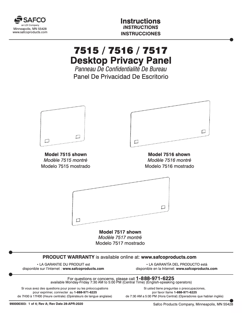 Page 1 of the manual User Manual Safco 7517