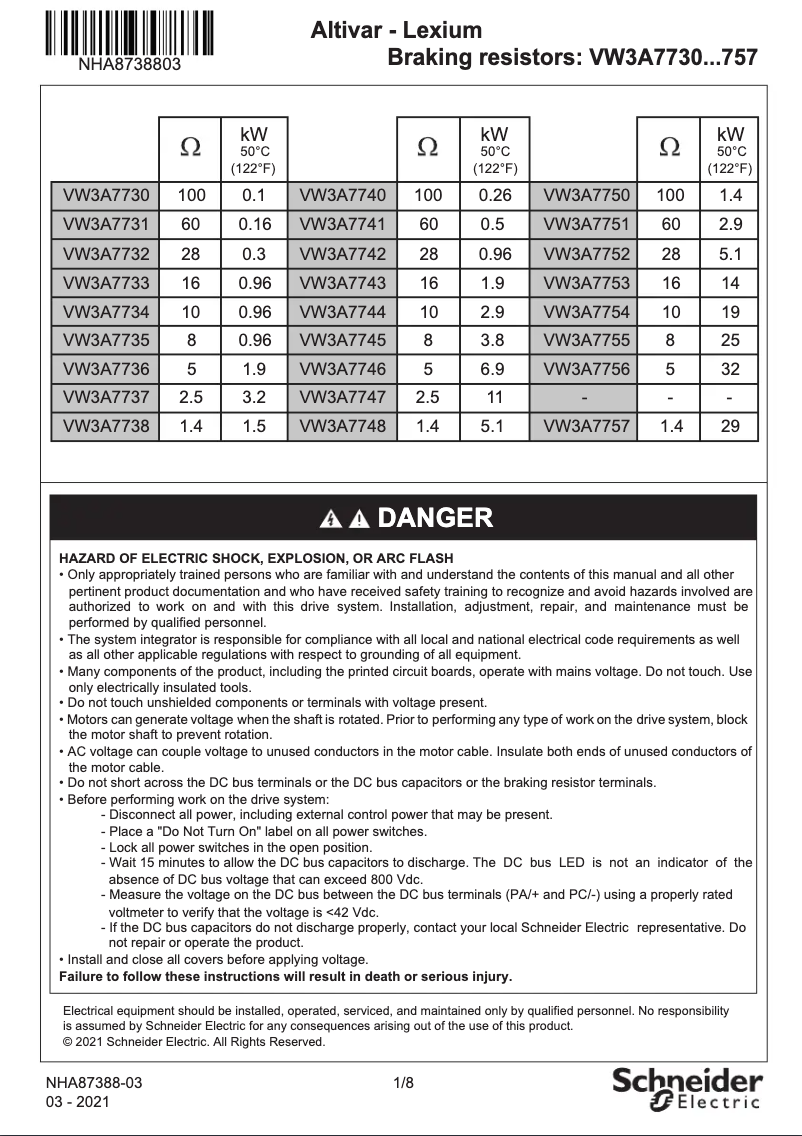 First page image of the manual for VW3A7733