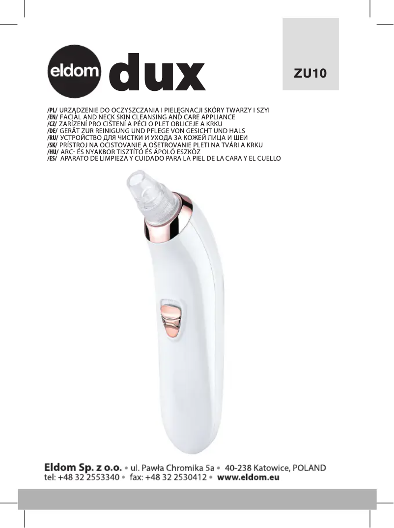 Page 1 of the manual User Manual Eldom DUX ZU10