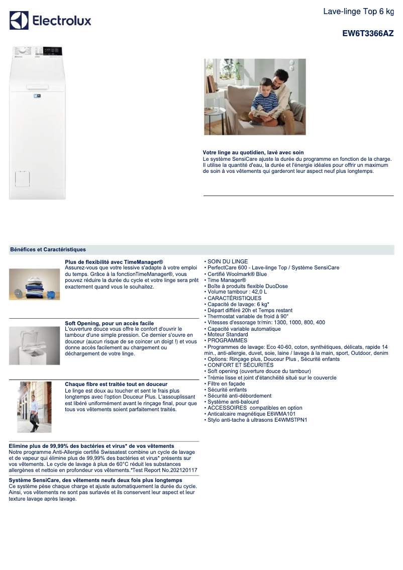 First page image of the manual for EW6T3366AZ