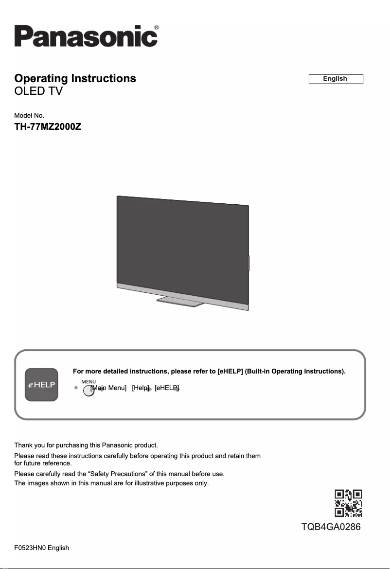 First page image of the manual for TH-77MZ2000Z
