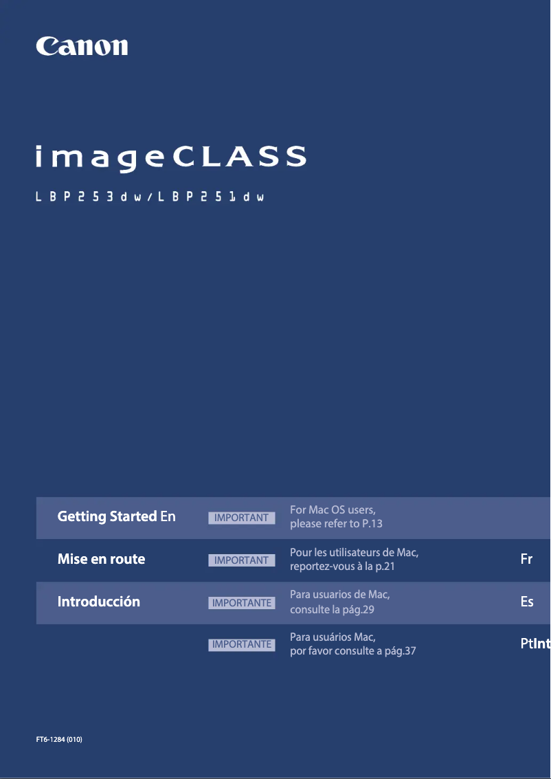 Page 1 of the manual User Manual Canon imageCLASS LBP253dw