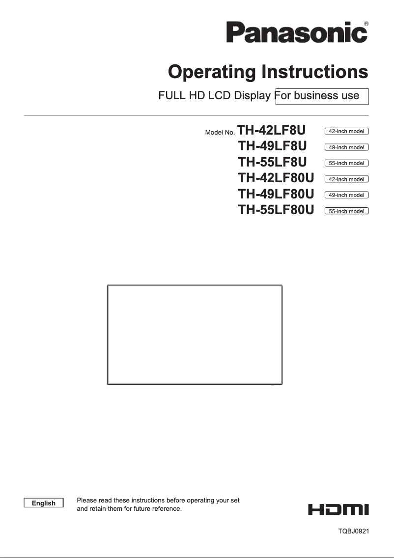 First page image of the manual for TH-49LF8
