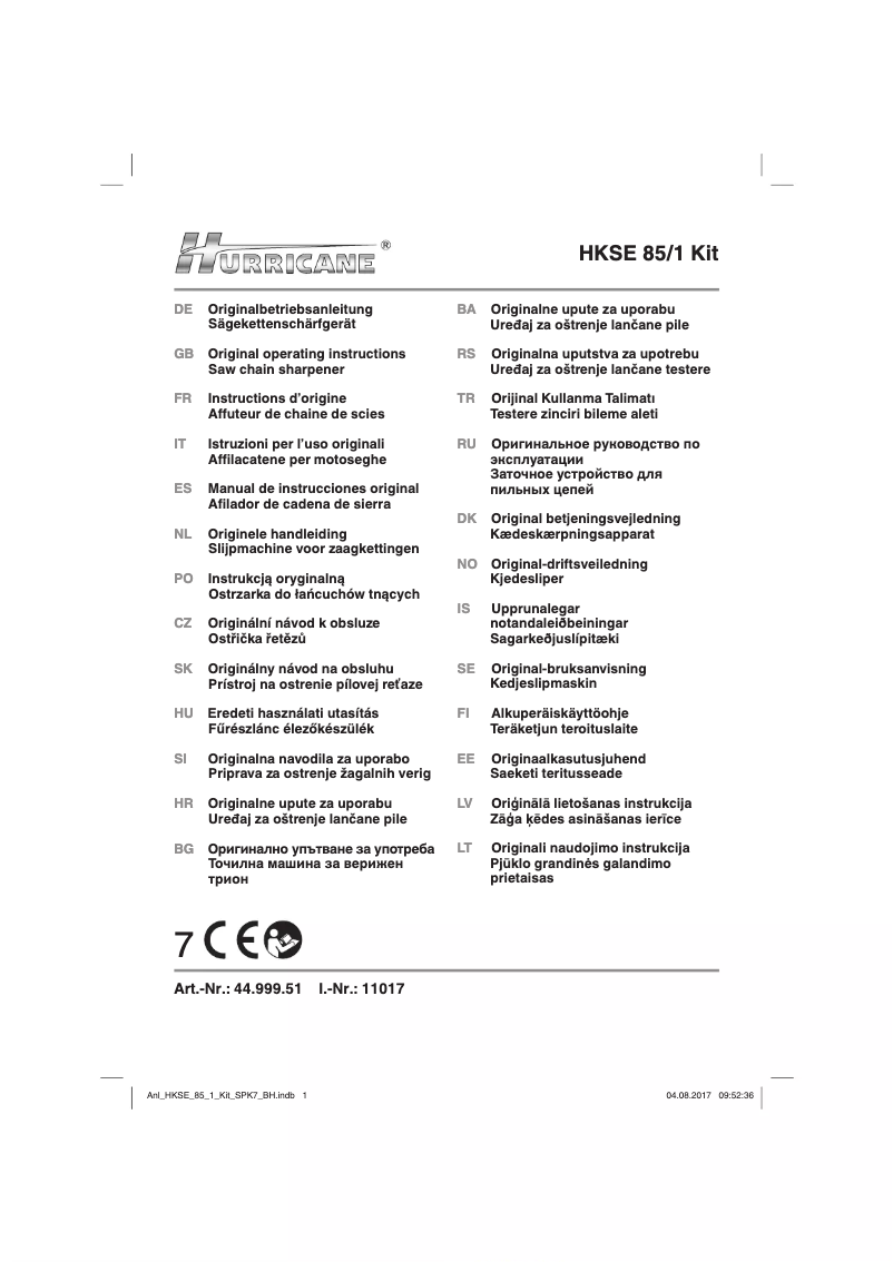 Page 1 of the manual User Manual Hurricane HKSE 85/1