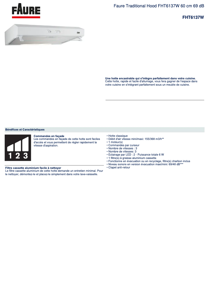 First page image of the manual for FHT6137W