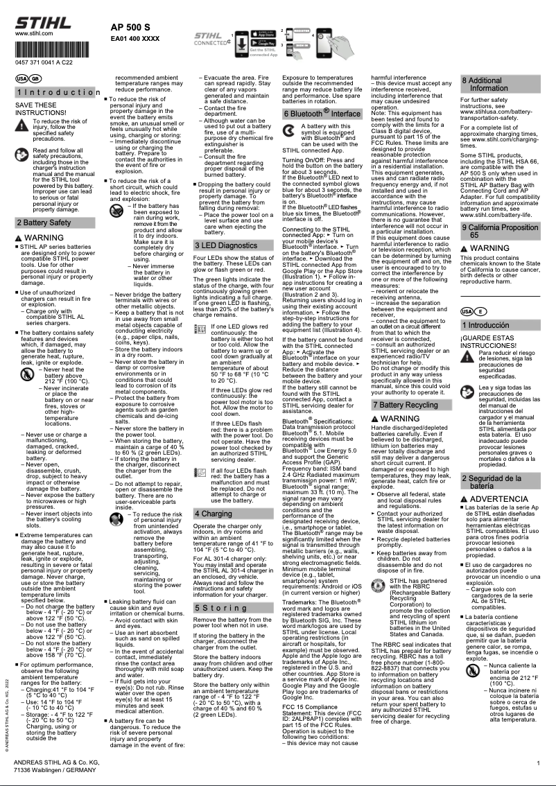 First page image of the manual for AP 500 S