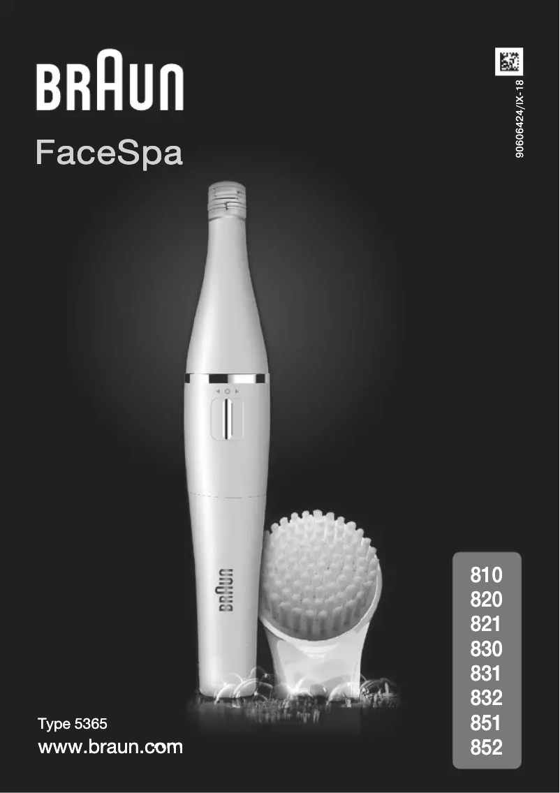 Page 1 of the manual User Manual Braun FaceSpa 851
