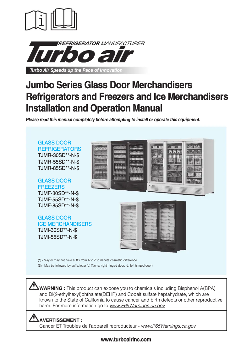Page 1 of the manual User Manual Turbo air TJMR-30SDW-N