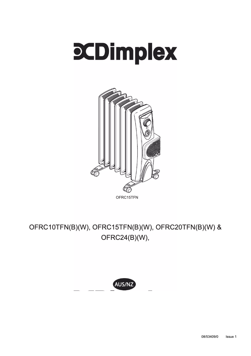 Page 1 of the manual Instruction Manual Dimplex OFRC24TFNW
