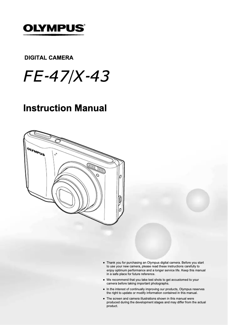 First page image of the manual for FE-47