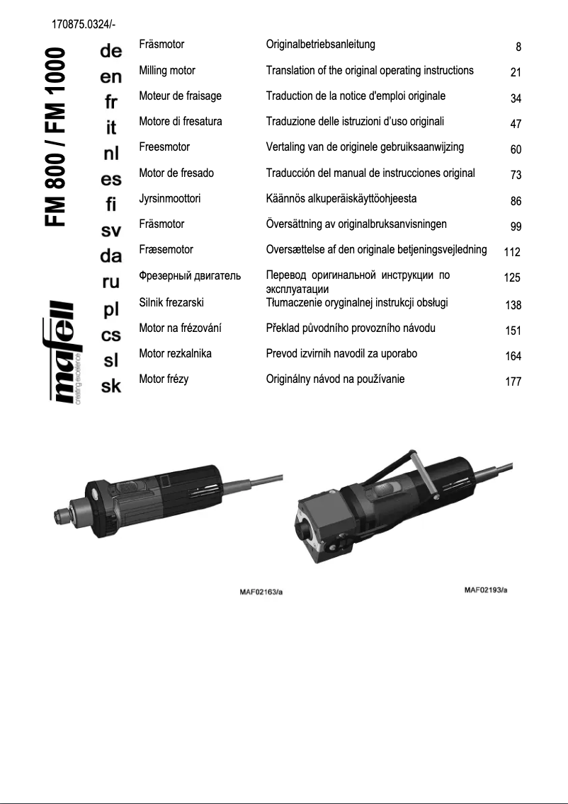 First page image of the manual for FM 800