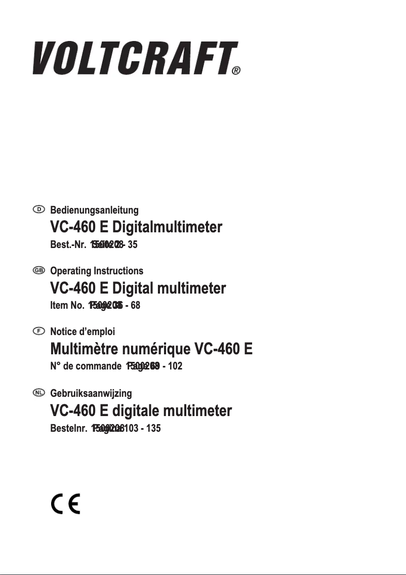 First page image of the manual for VC-460 E