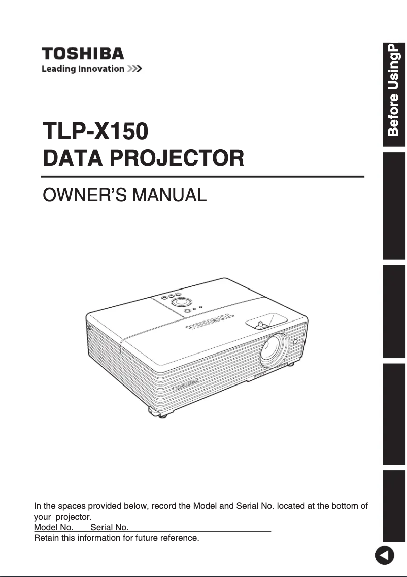 Page 1 of the manual User Manual Toshiba TLP-X150