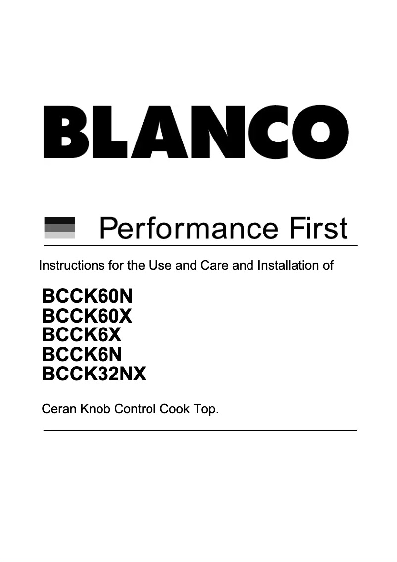 Page 1 of the manual User Manual BLANCO BCCK32NX
