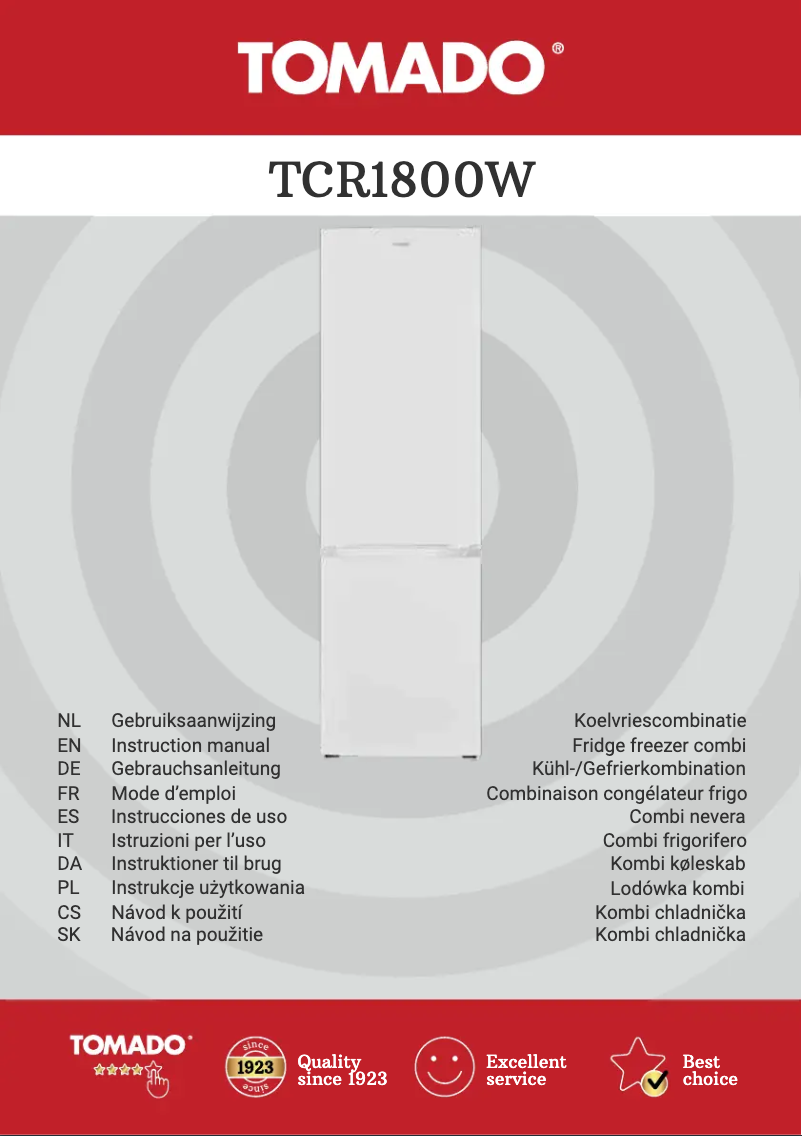Page 1 de la notice Manuel utilisateur Tomado TCR1800W