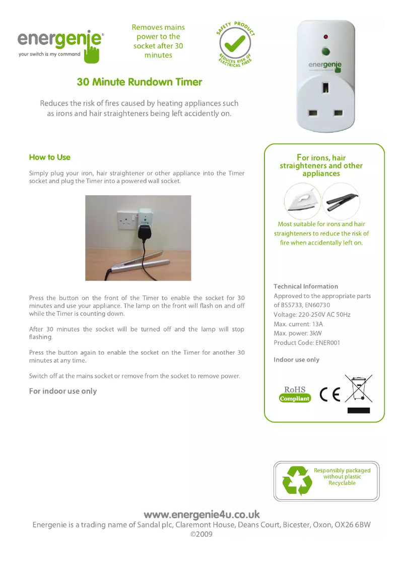 Page 1 of the manual User Manual EnerGenie ENER001