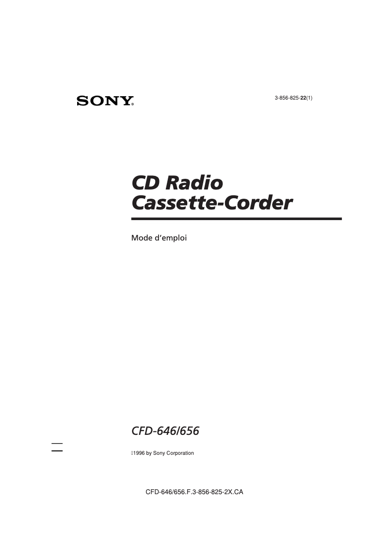 Page 1 de la notice Manuel utilisateur Sony CFD-656
