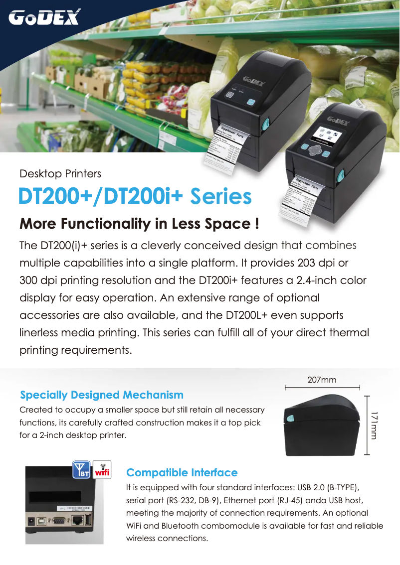 Page 1 of the manual Brochure Godex DT200i