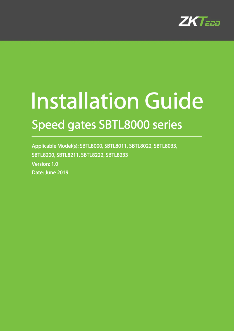 First page image of the manual for SBTL8000