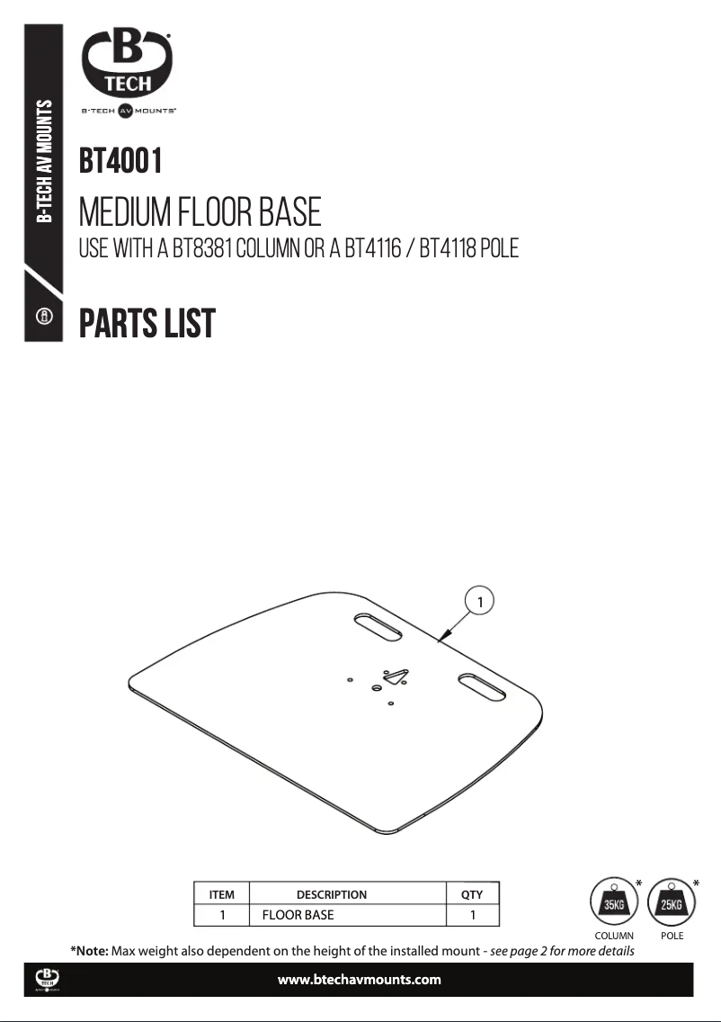 First page image of the manual for BT4001