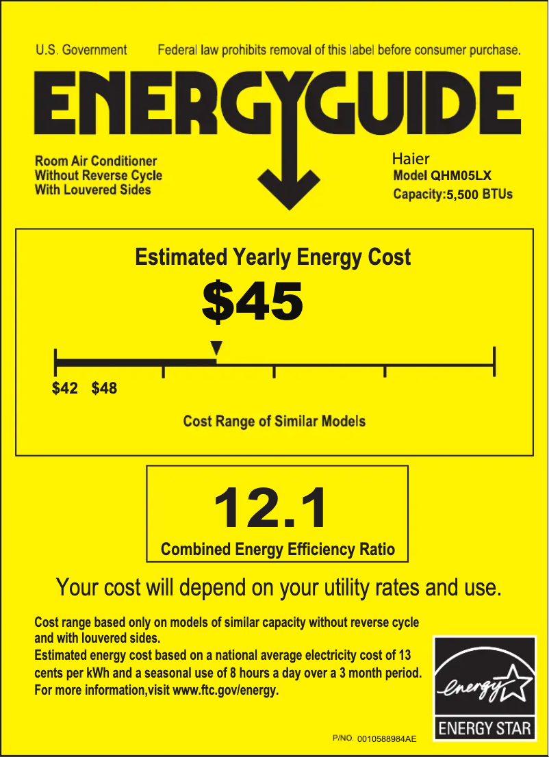 Page 1 of the manual Energy Label Haier QHM05