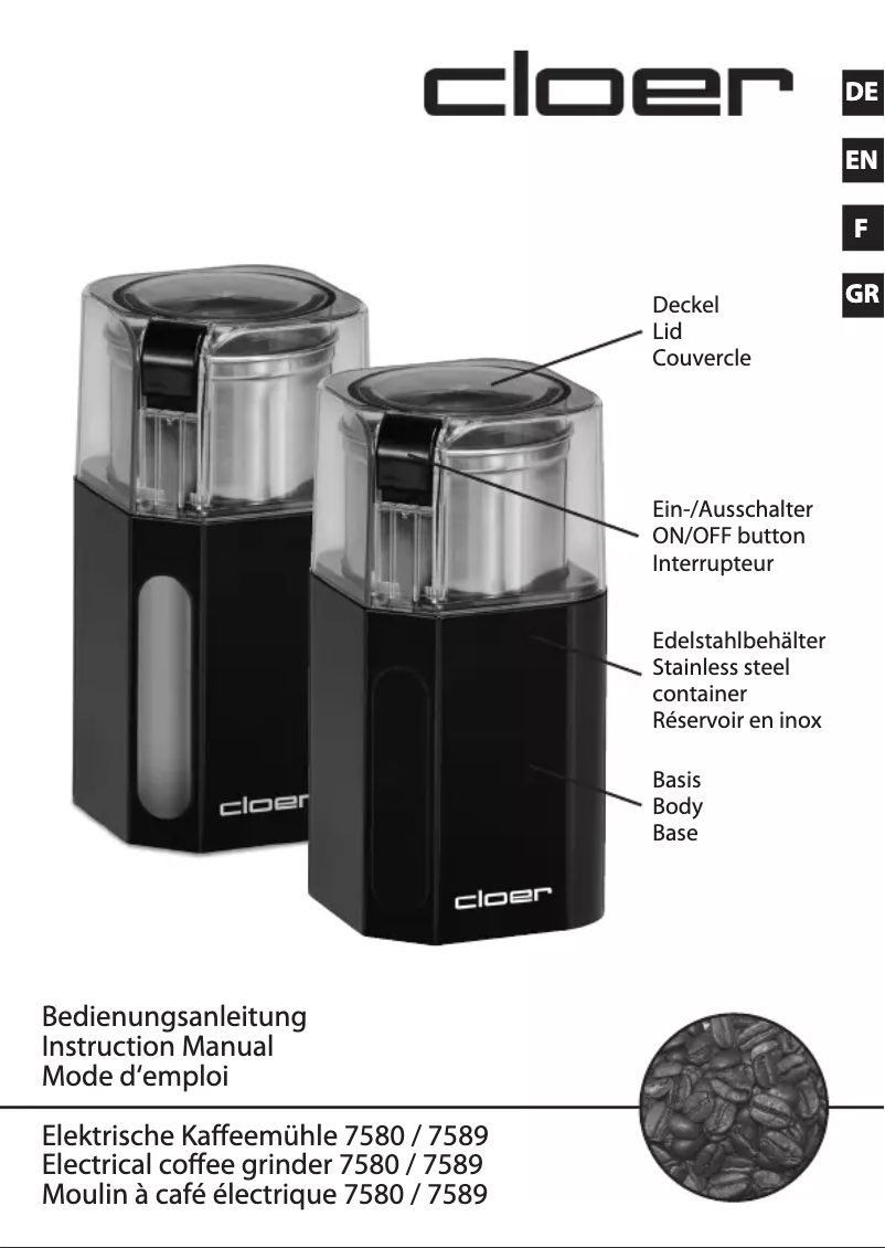 First page image of the manual for 7589