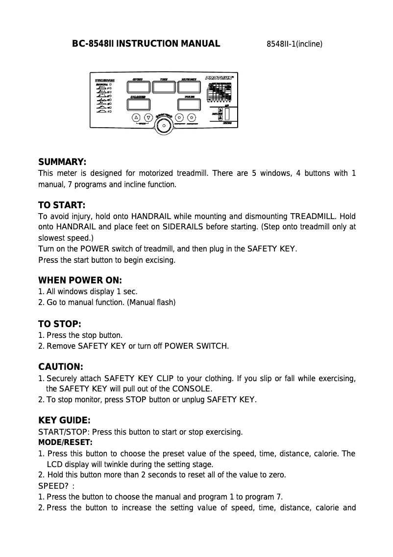 Page 1 of the manual User Manual Proteus BC-8548II