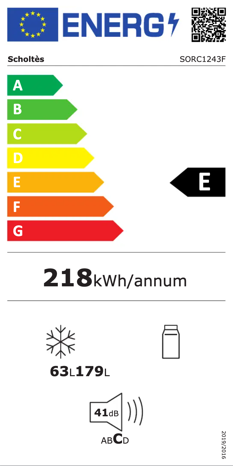 Page 1 of the manual Energy Label Scholtès SORC1243F