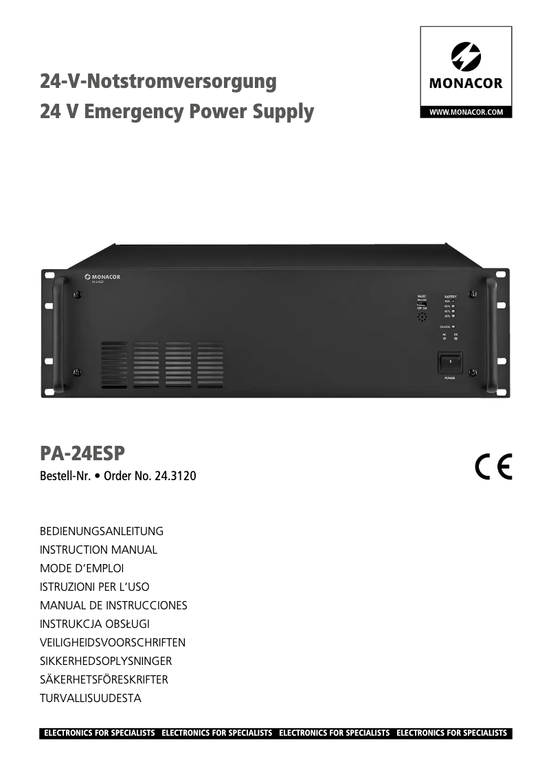 First page image of the manual for PA-24ESP
