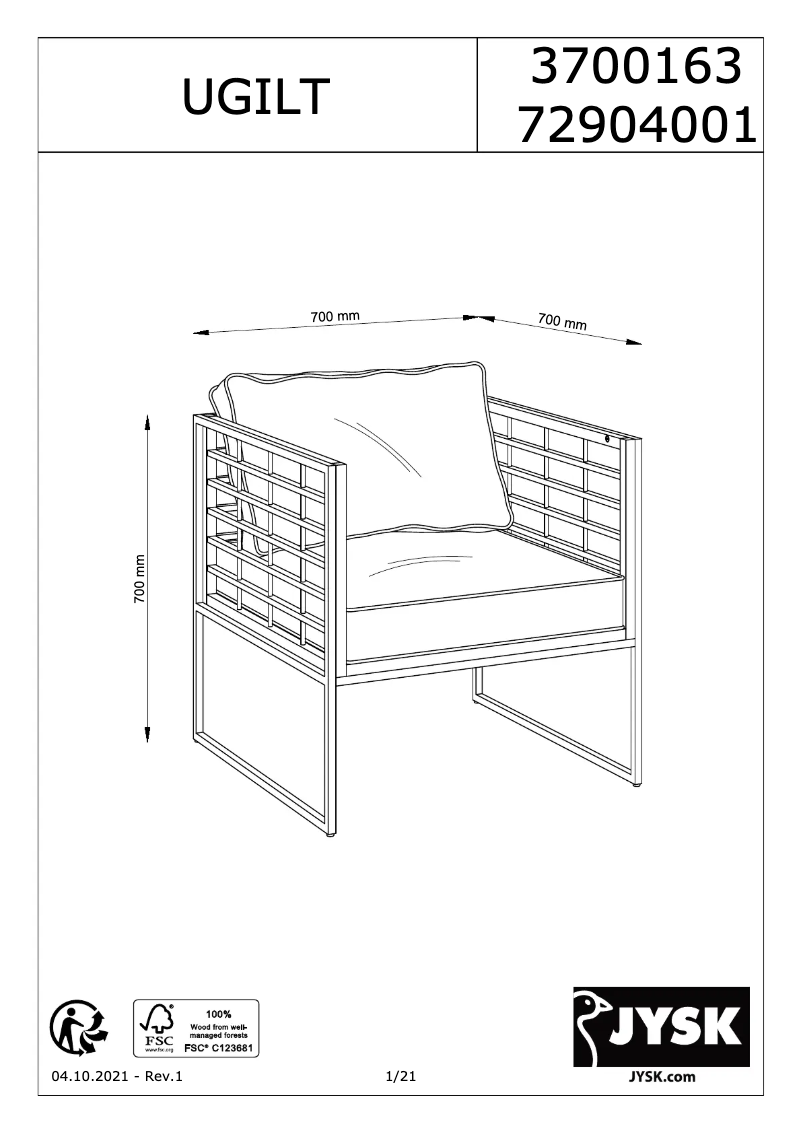 Page 1 of the manual User Manual JYSK 3700163