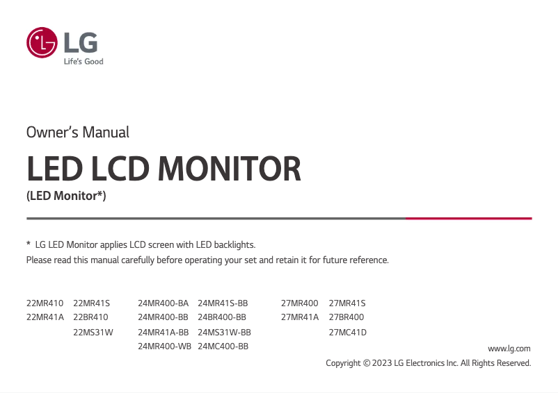 Page 1 of the manual User Manual LG 24MR41A