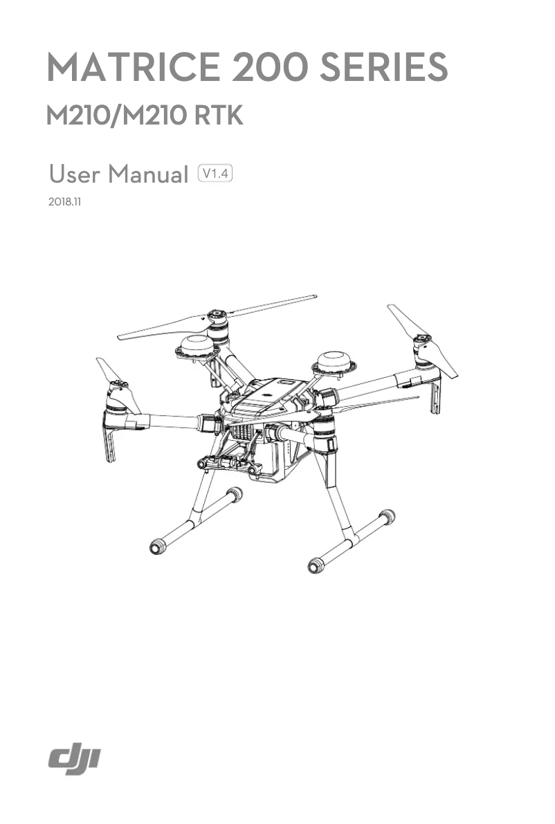 First page image of the manual for Matrice 210 RTK