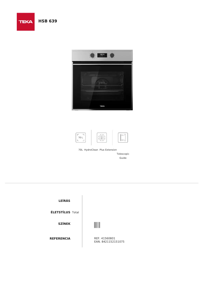 Page 1 of the manual User Manual Teka HSB 639