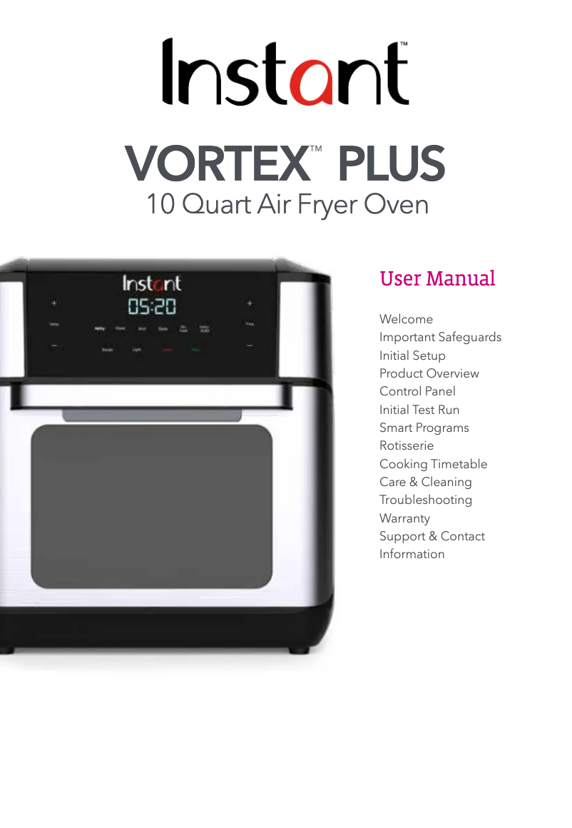 Page 1 of the manual User Manual Instant Pot Vortex Plus