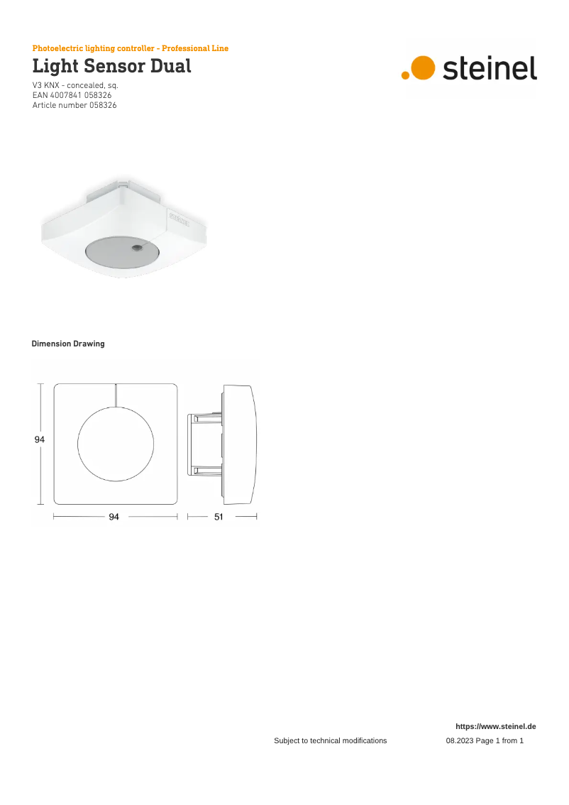 Page 1 of the manual Wiring Diagram Steinel Light Sensor Dual KNX
