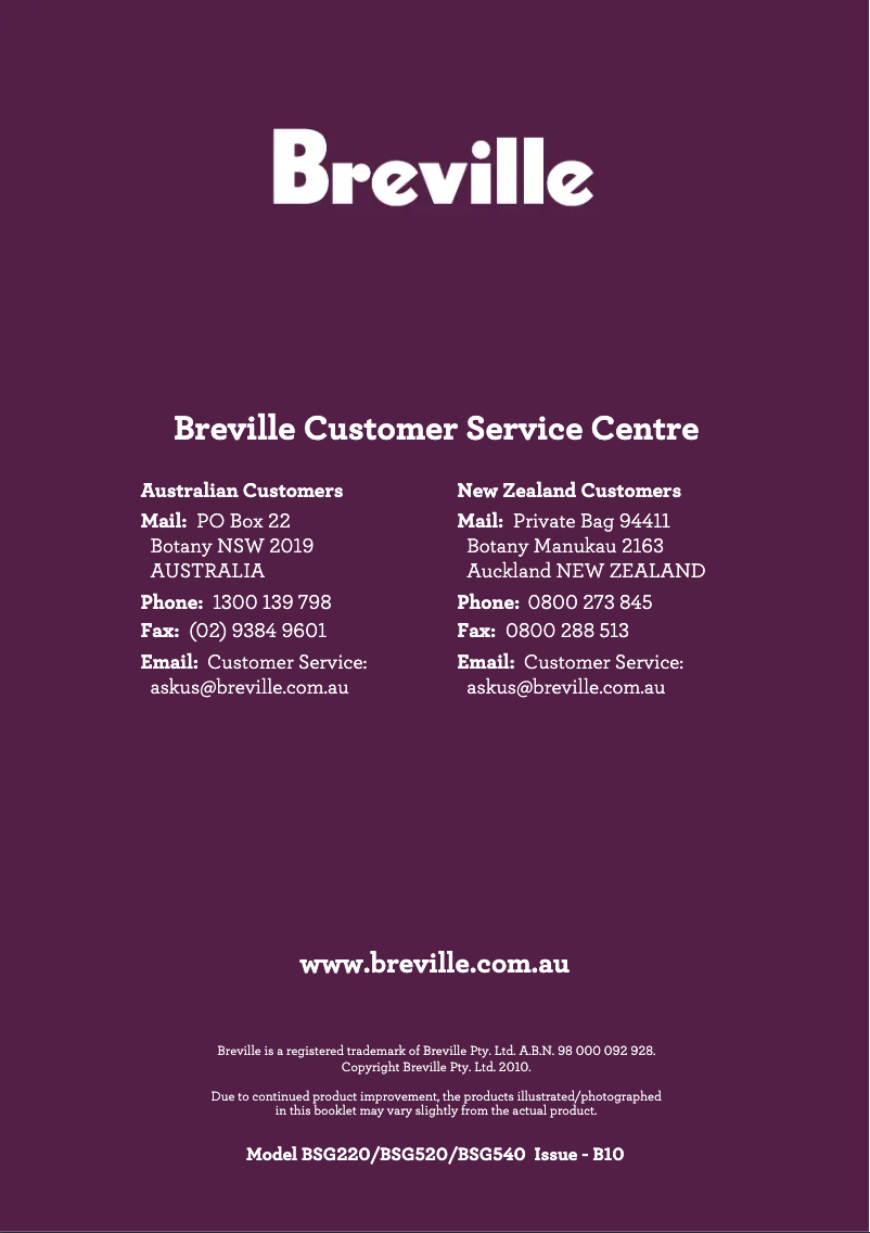 Page 1 of the manual User Manual Breville Shake Creations MS400D