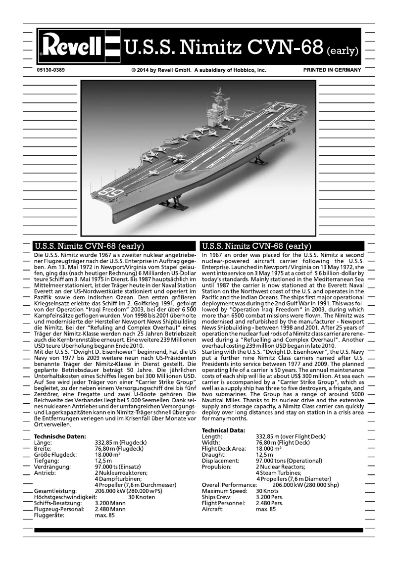 First page image of the manual for U.S.S. Nimitz CVN-68