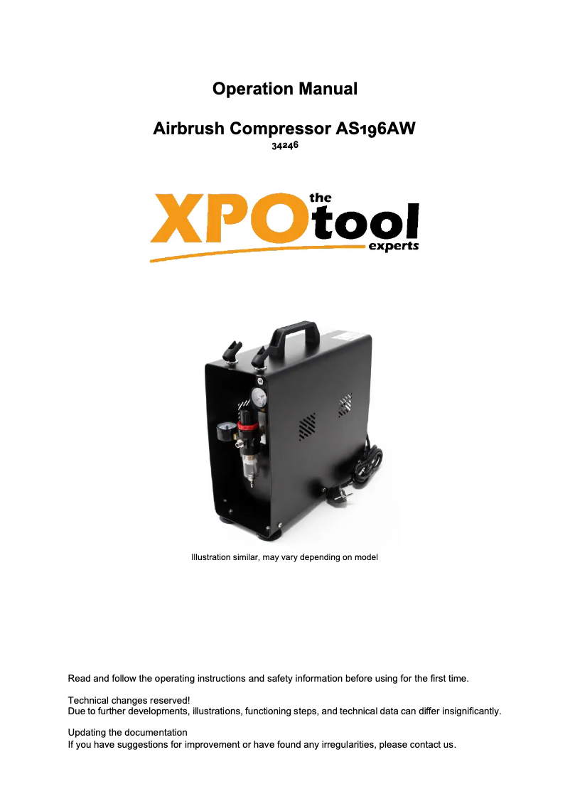 First page image of the manual for AS196AW