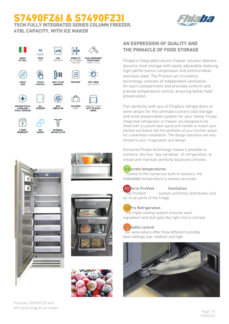 Page 1 of the manual Technical Sheet Fhiaba S7490FZ6IA