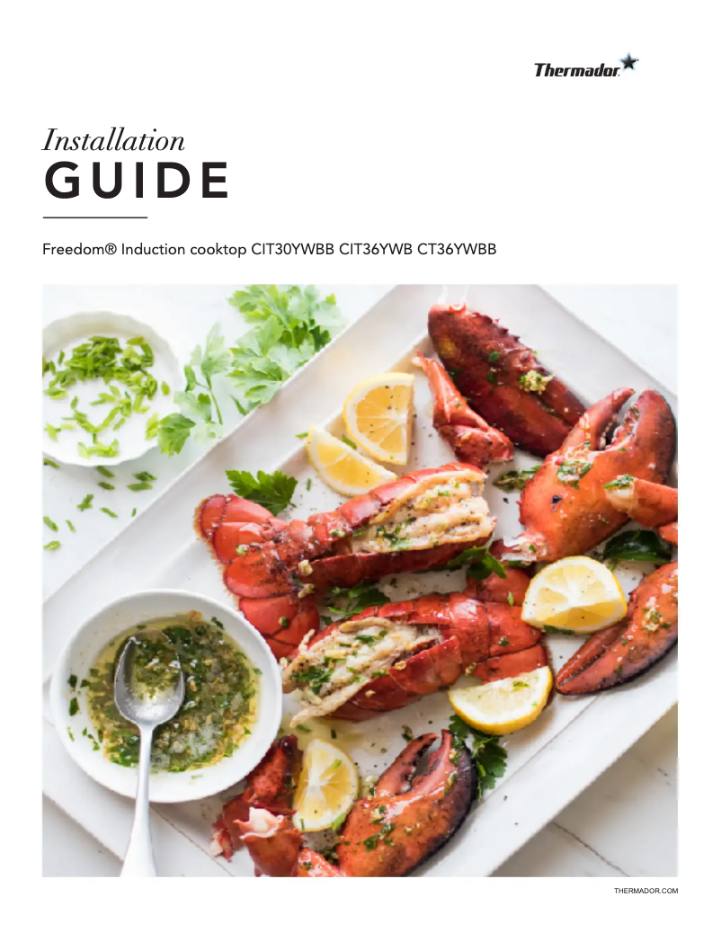 Page 1 of the manual Installation Guide Thermador CIT36YWBB