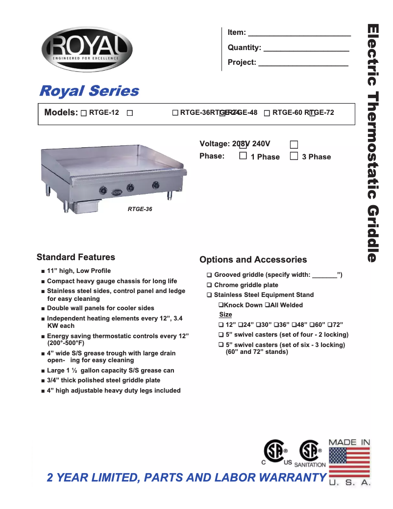 Page 1 of the manual User Manual Royal Range RTGE-24