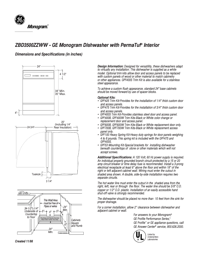 First page image of the manual for ZBD3500ZZWW